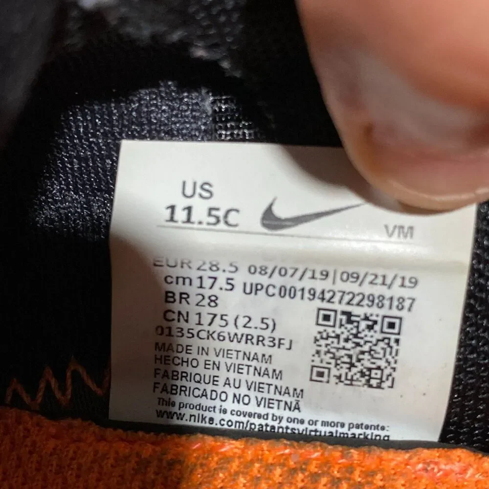Nike Renew Run CT1436-001 Athletic Sneaker Unisex Kids 11.5C Black Cushioned
